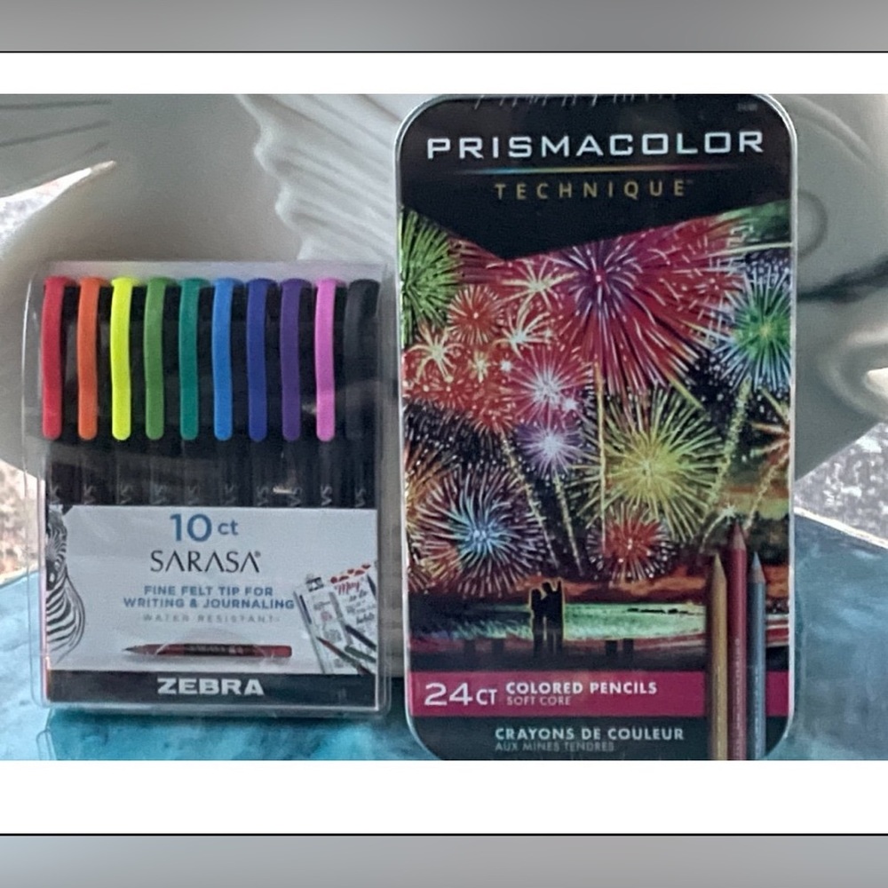 Prismacolor TECHNIQUE 24ct. Colored Pencils & Zebra 10ct. Fine Felt Tip …